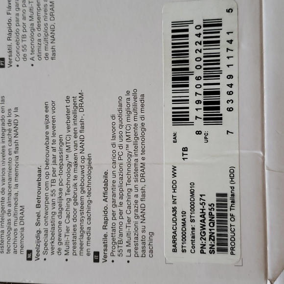 Seagate BarraCuda 3.5" Internal Drive 1 TB (new) - Picture 4 of 6